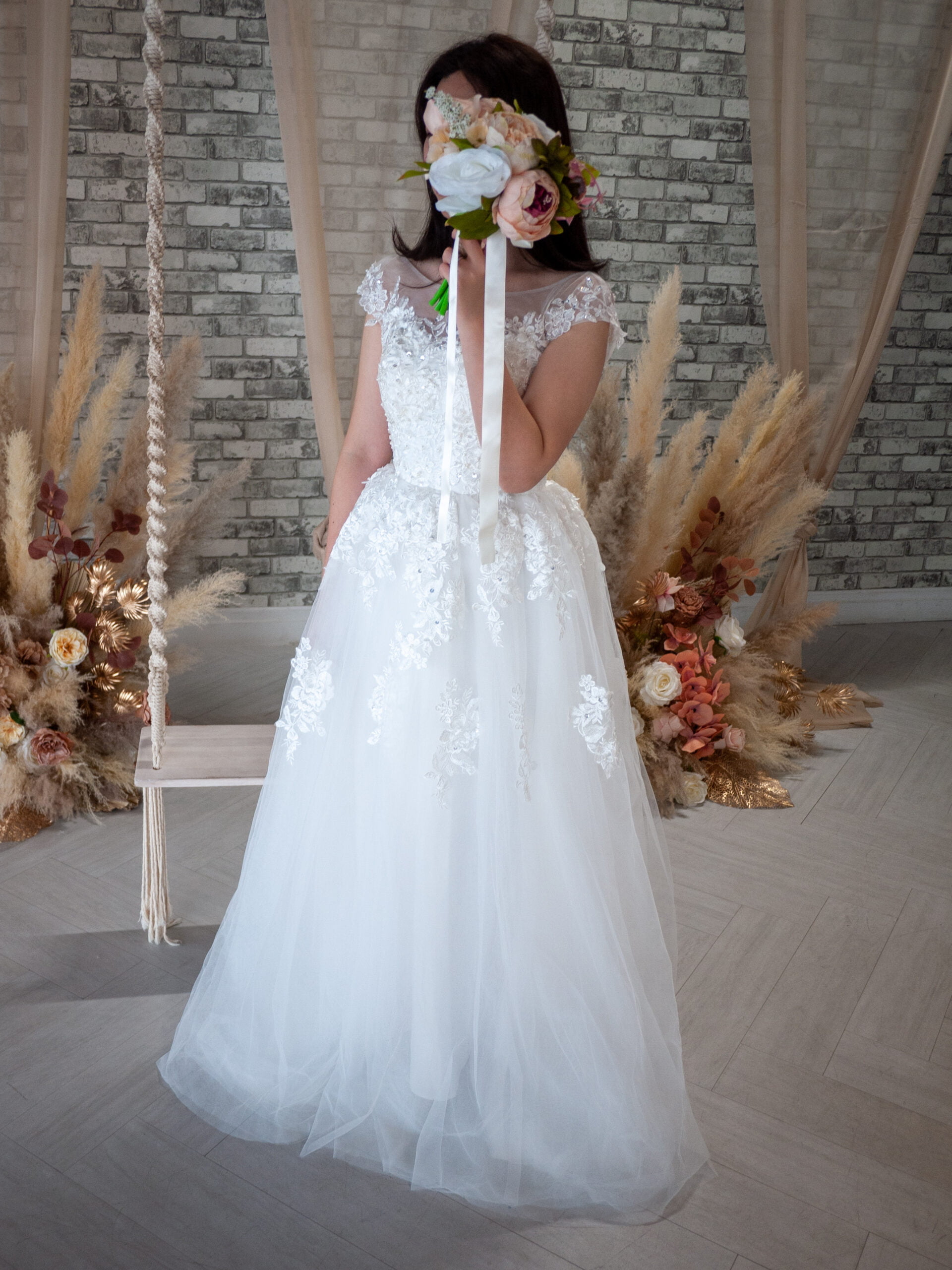 Wedding dress rental in Toronto - Front view of our Pearl A-line dress